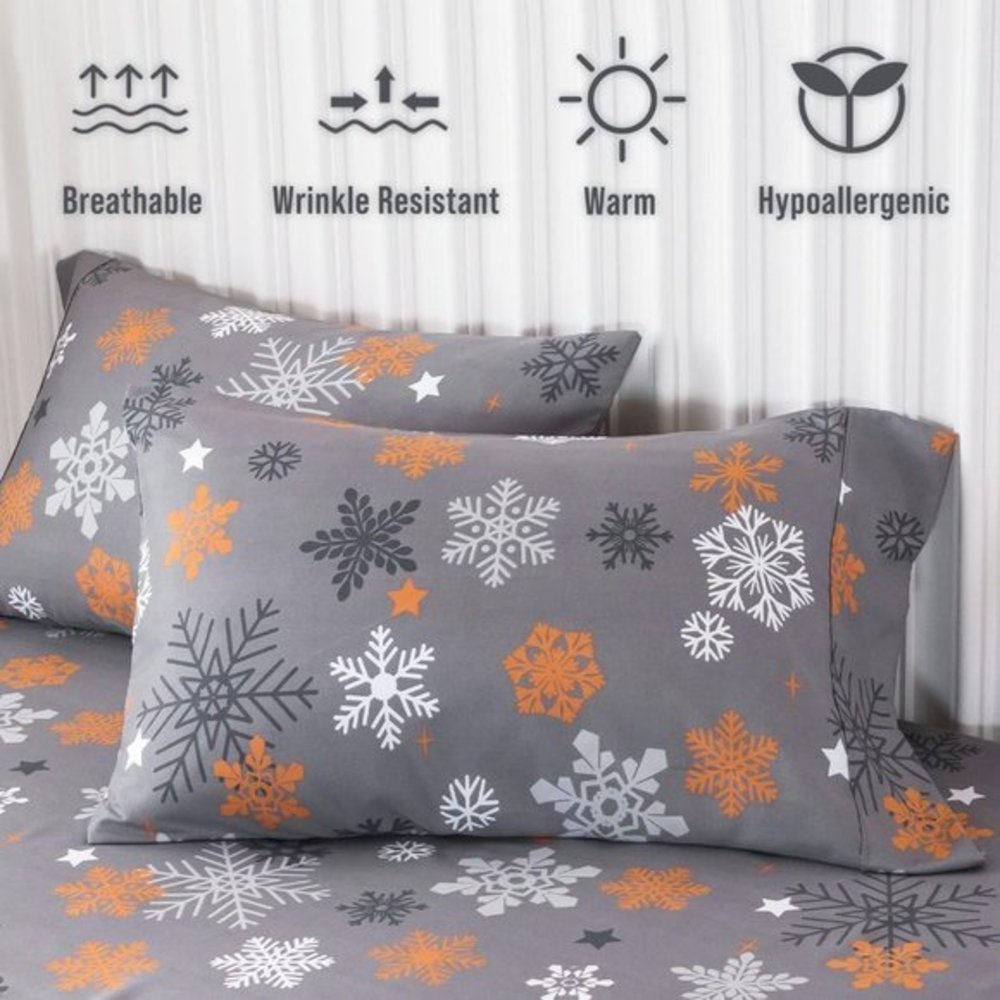 Queen‎ Grey 4PC Microfiber up to Around Double Bedding Bed Sheet - Picture 3 of 8